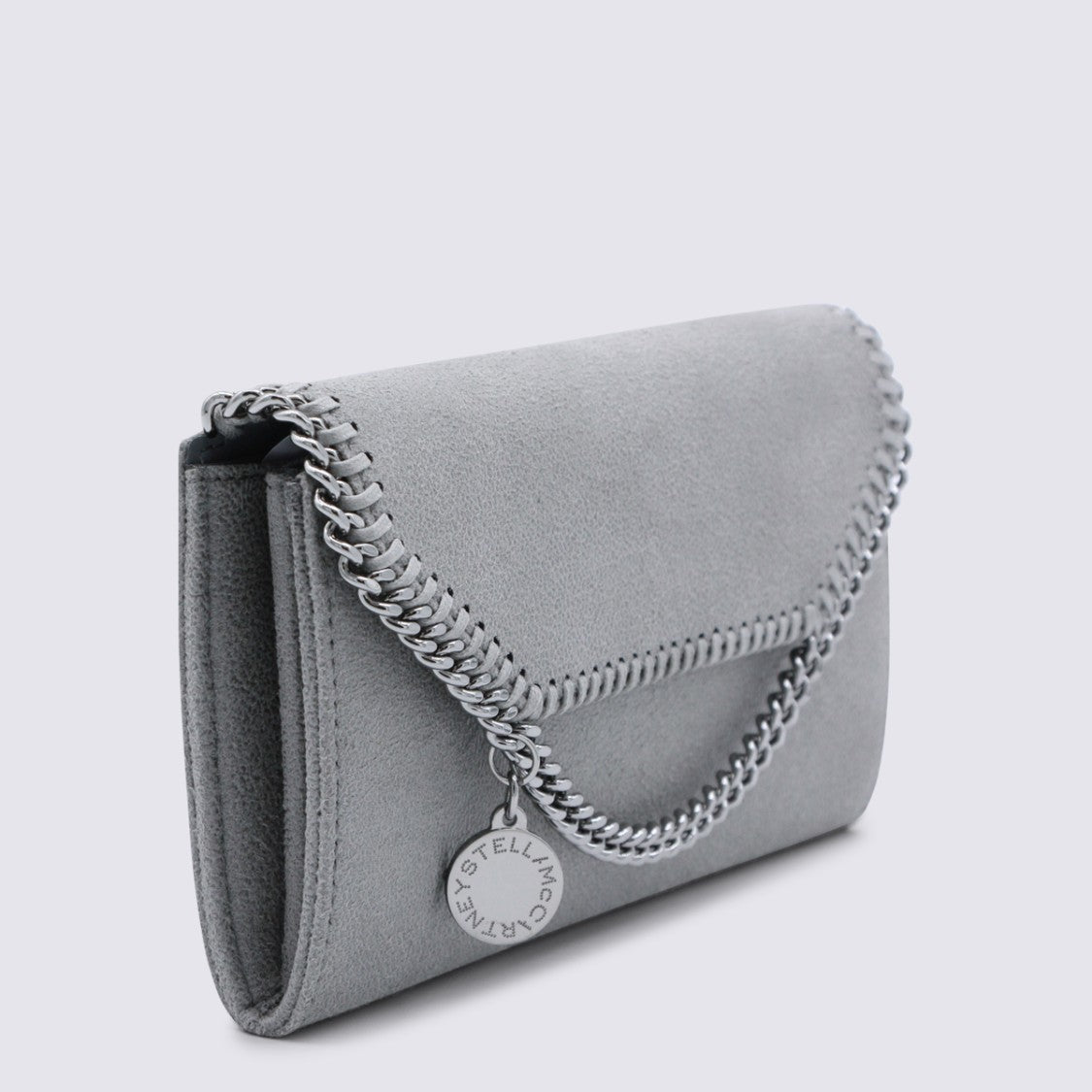 Stella Mccartney Light Grey Faux Leather Continental Wallet Crossbody Bag