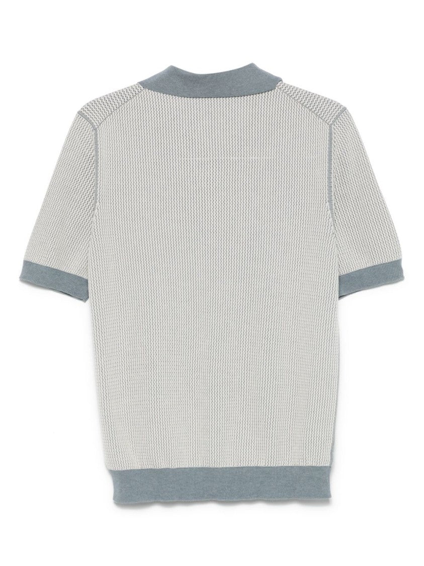 Zanone Textured Knit Short-Sleeve Polo In Clear Blue