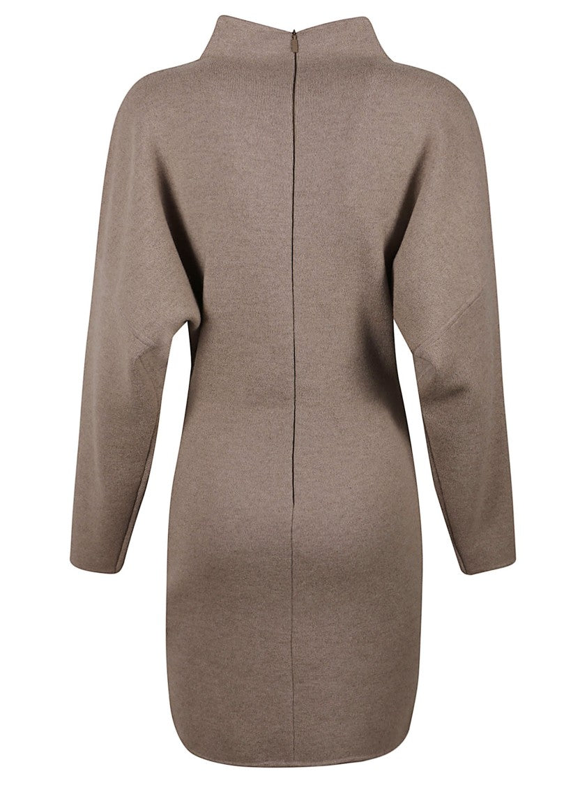 Max Mara Knee-Length Knit Dress With High Neckline And Central Seam