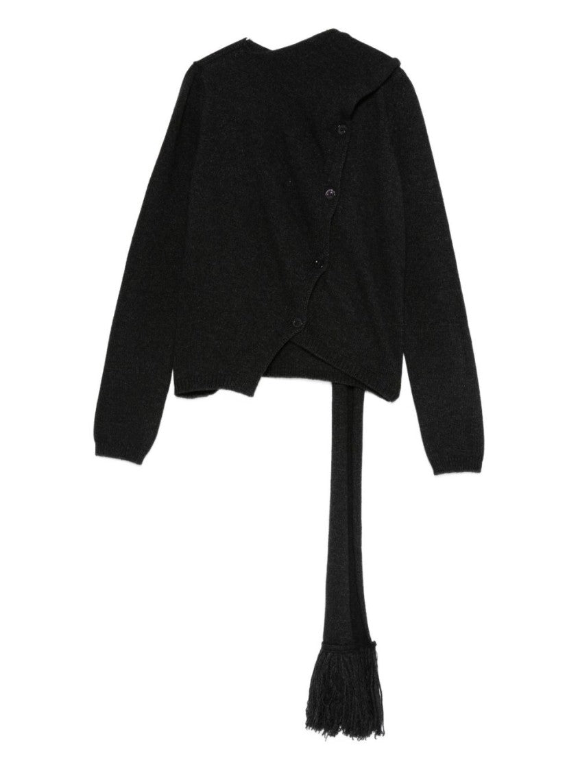 Semi Couture Grey Sweater With Extended Scarf Detail