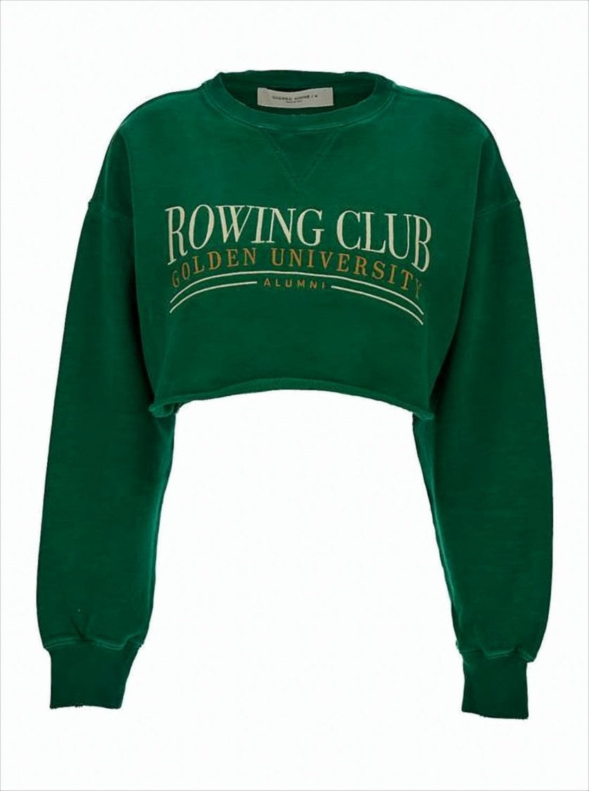 Golden Goose Long-Sleeve Cropped T-Shirt With Bold Graphic Print