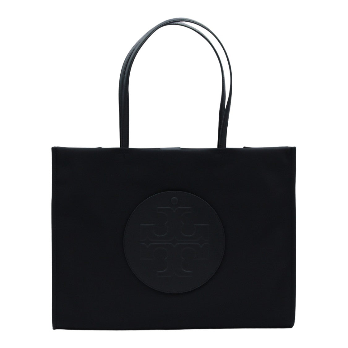 Tory Burch Structured Black Tote Bag With Embossed Logo