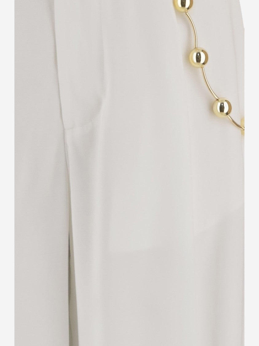 Darkpark Viscose-Blend Pants With Decorative Gold Chain Detail