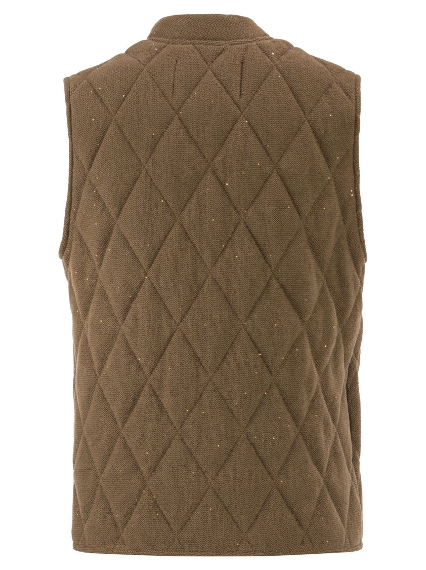 Fabiana Filippi Quilted Cotton And Linen Waistcoat With Sequins