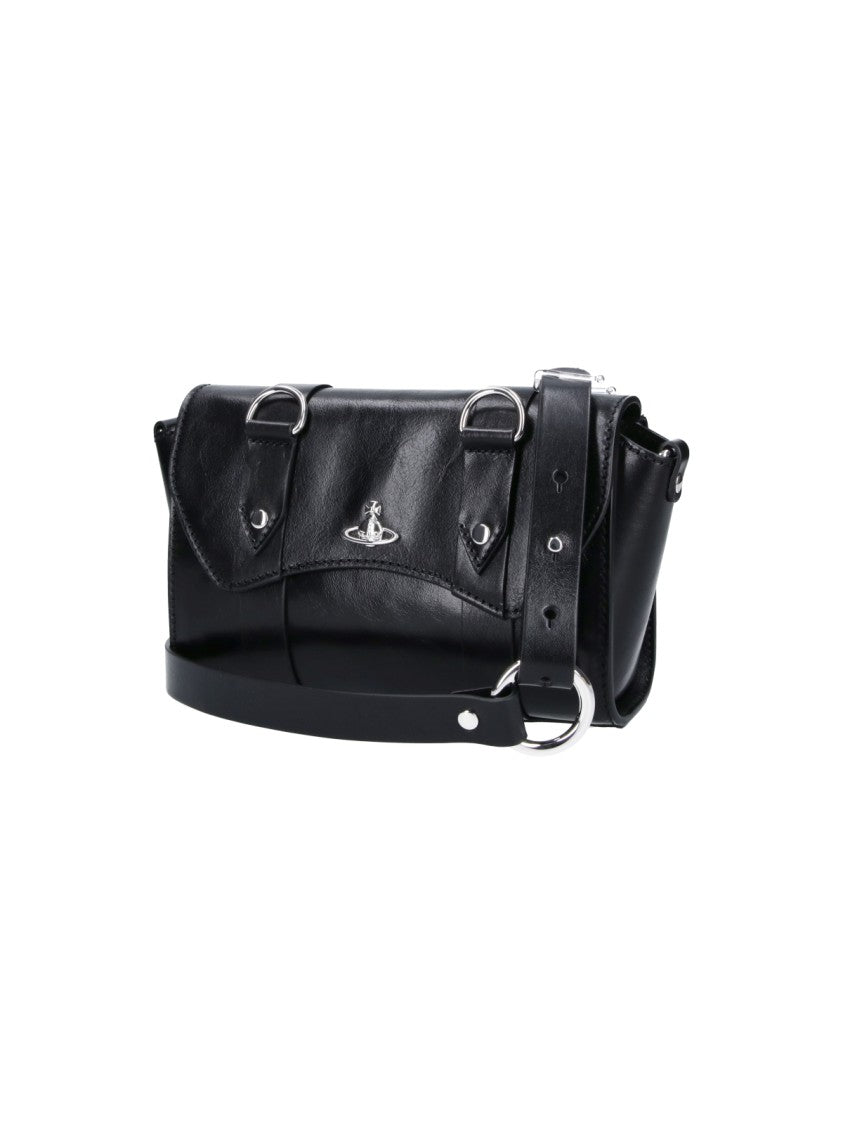 Vivienne Westwood Black Kimmy Calf Leather Shoulder Bag