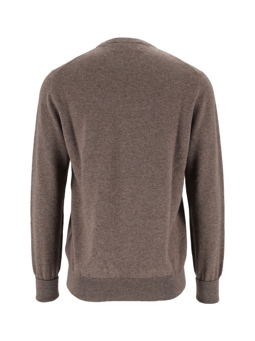 Ballantyne Round Neck Ribbed Cuffs Cashmere Sweater