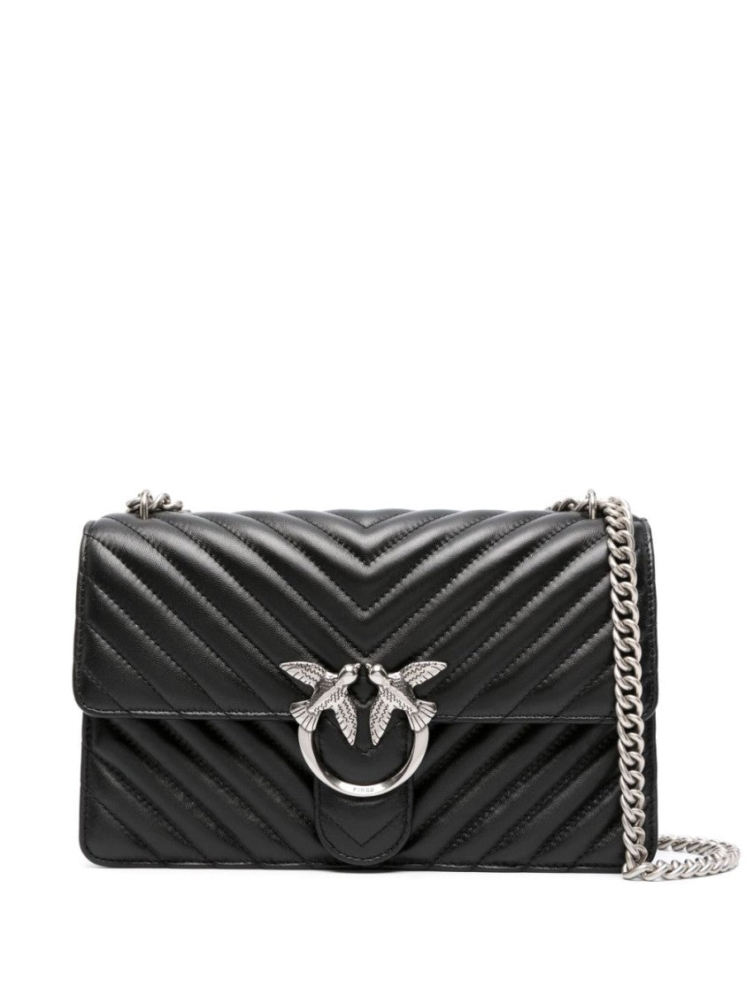 Pinko Black Quilted Calf Leather Shoulder Bag