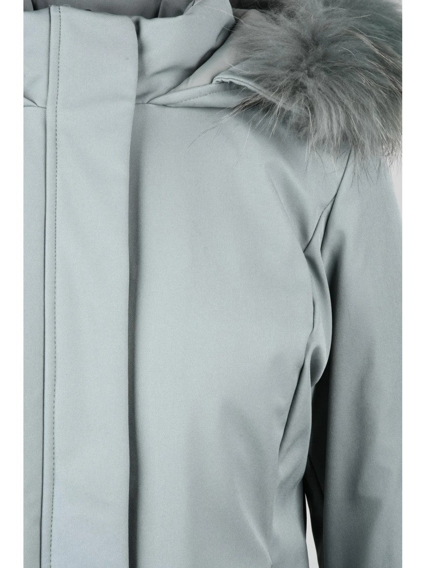 Bomboogie Fitted Sage Green Jacket With Removable Fur Trim