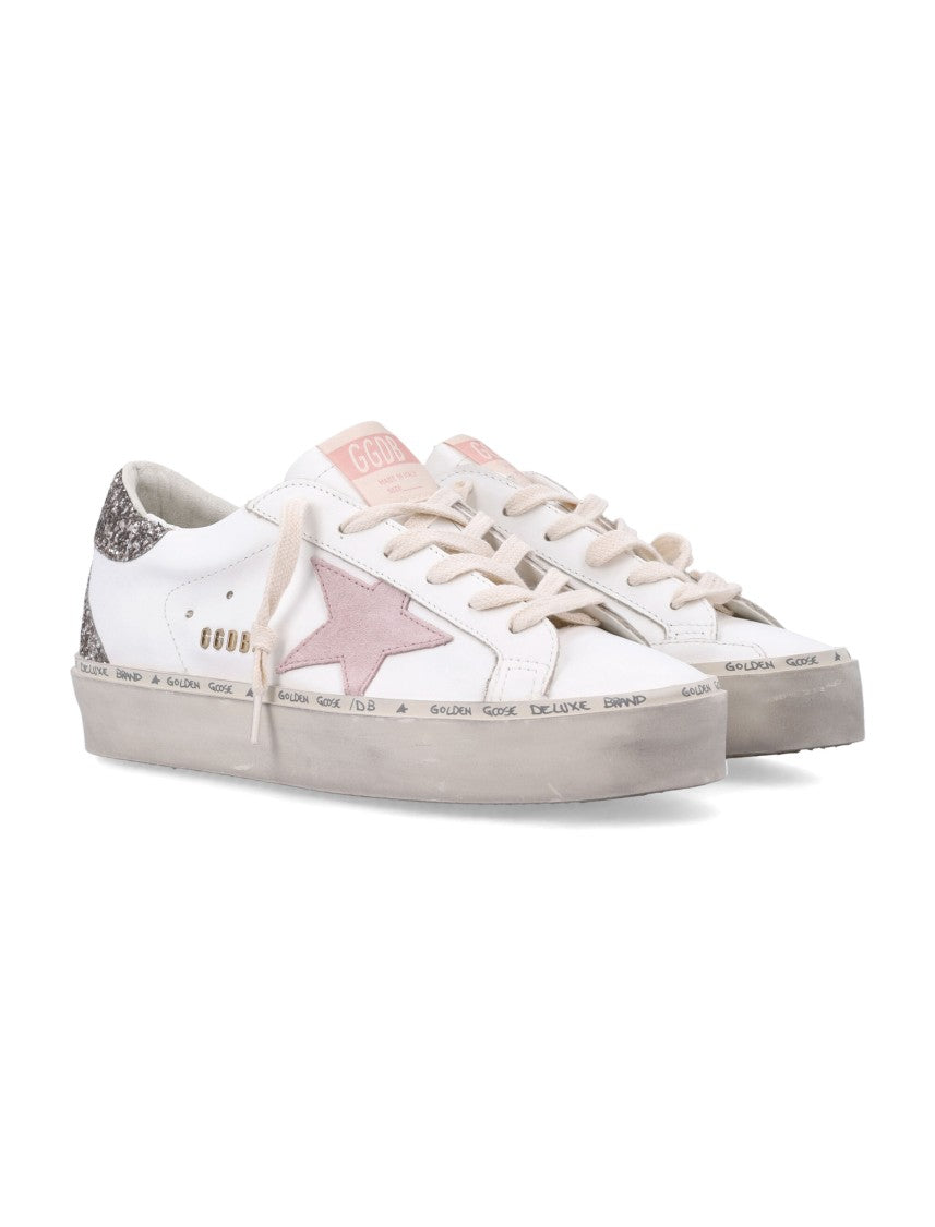 Golden Goose Hi Star Low-Top Sneakers With Pink Suede Star