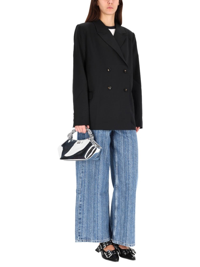 Ganni Double-Breasted Black Jacket