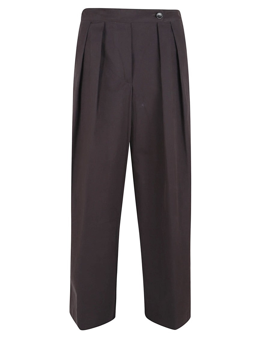 Dries Van Noten Cropped Brown Trousers With Front Pleats