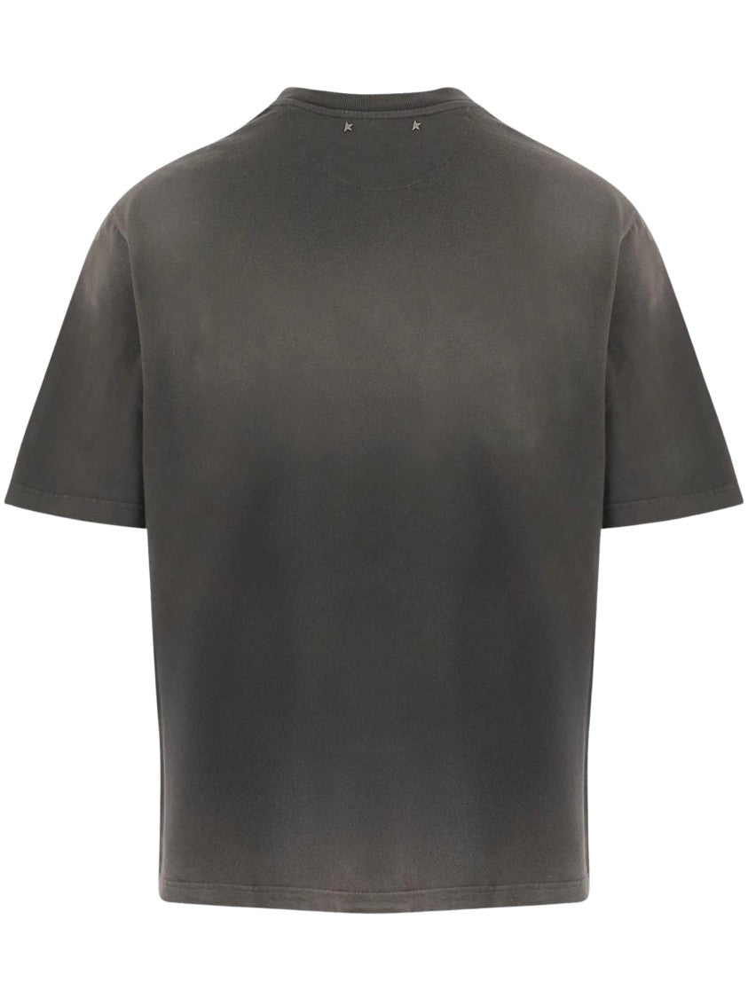 Golden Goose Grey Boxy-Fit Distressed Star T-Shirt