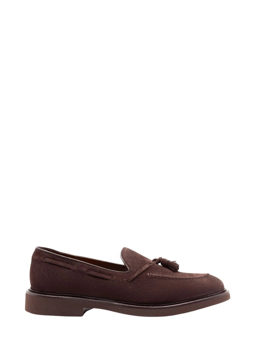 Doucal's Brown Tassel Suede Loafers