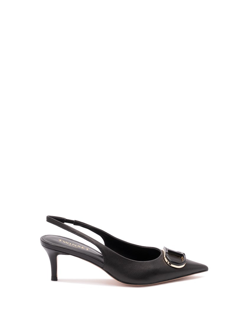 Twin-Set Refined Black Leather Pumps