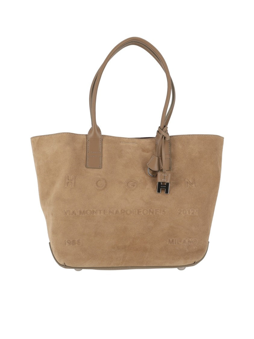 Hogan Medium Address Suede Tote Bag
