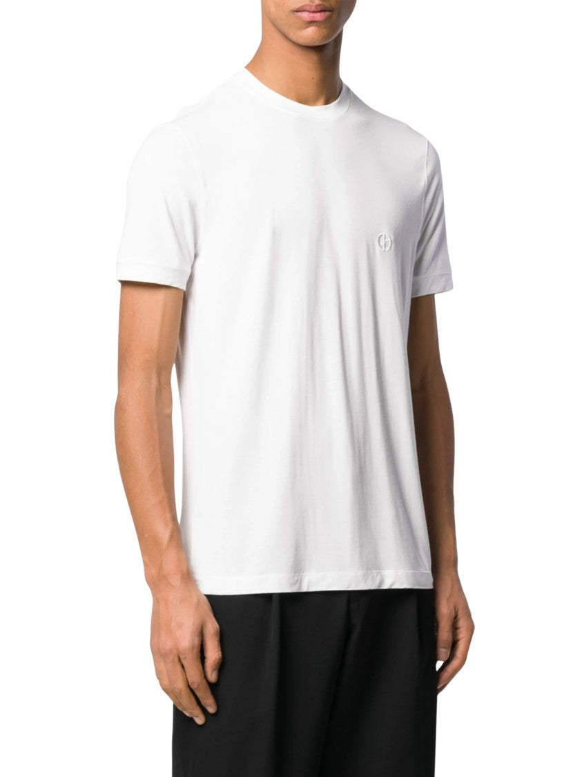 Giorgio Armani White Tailored Embroidered Viscose T-Shirt
