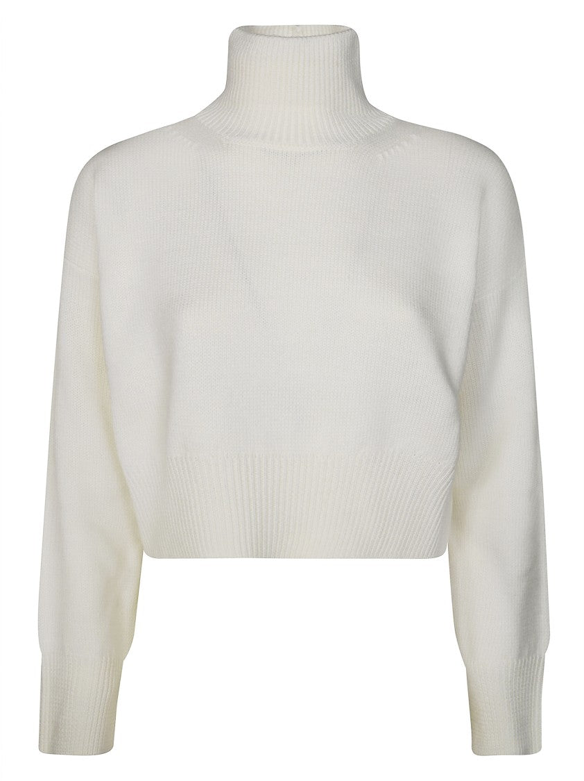 Dondup Cropped Knit Sweater With High Turtleneck