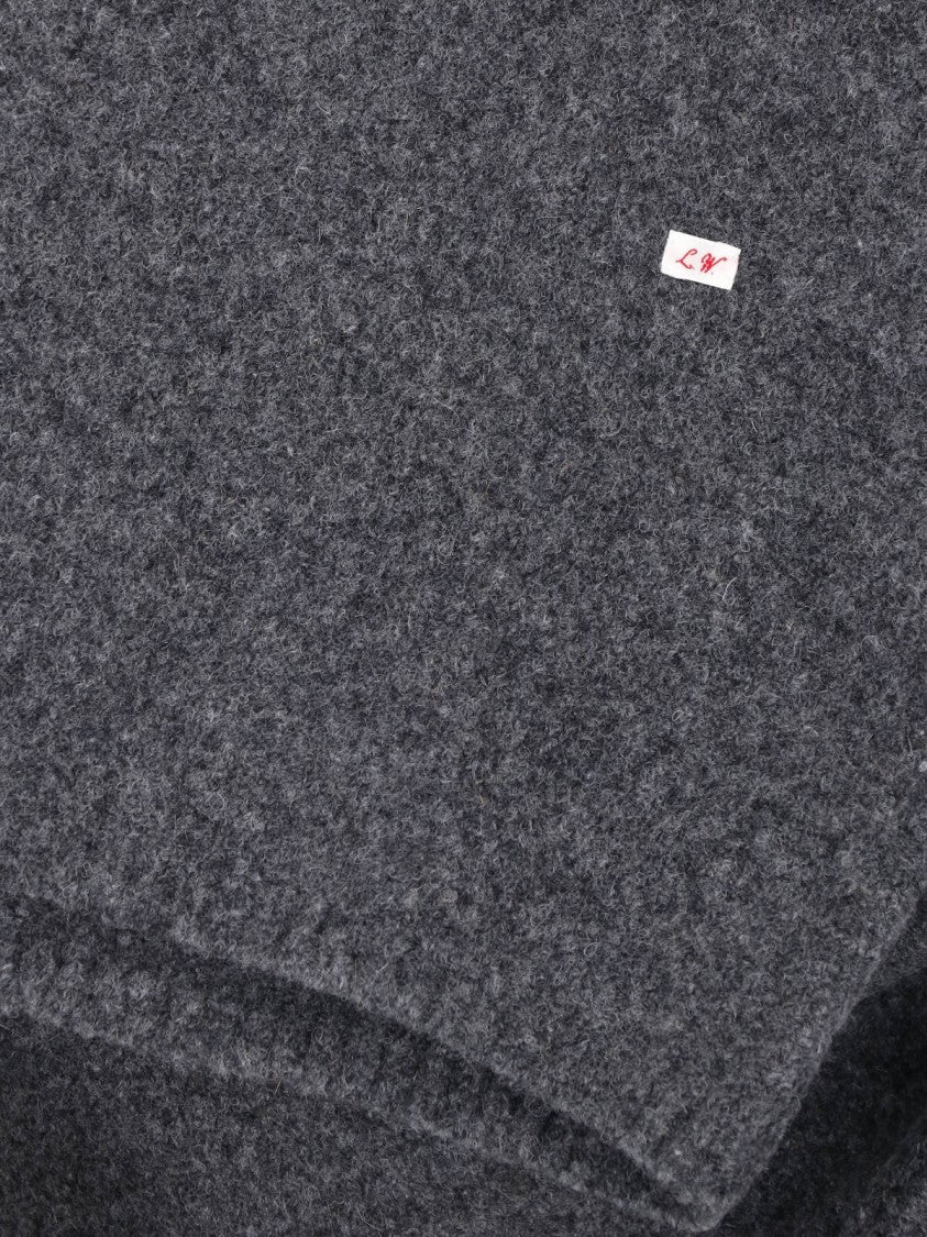 Low Classic Grey Ribbed Crewneck Wool-Blend Sweater