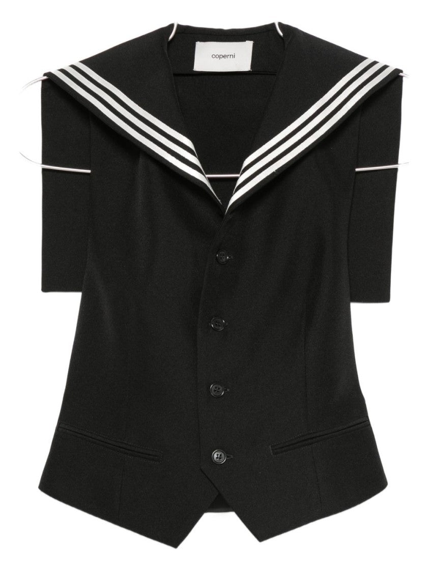 Coperni Sailor Collar Knit Vest With Buckle Accent