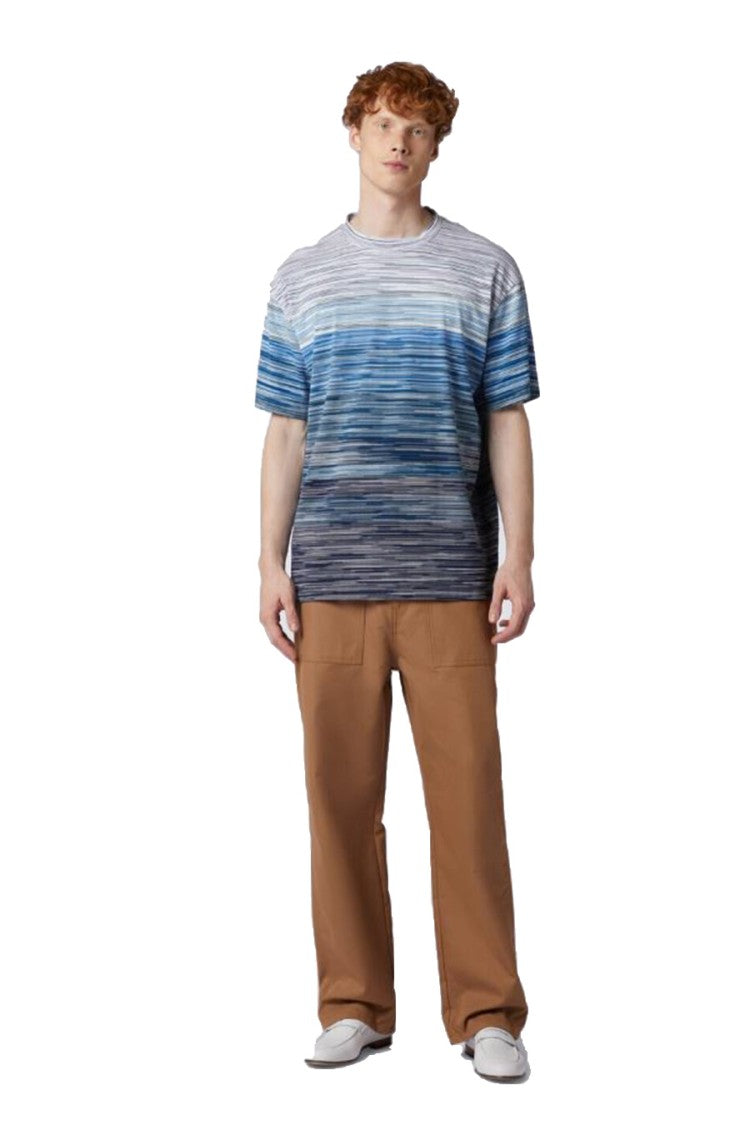 Missoni Gradient Blue Cotton T-Shirt Logo Detail