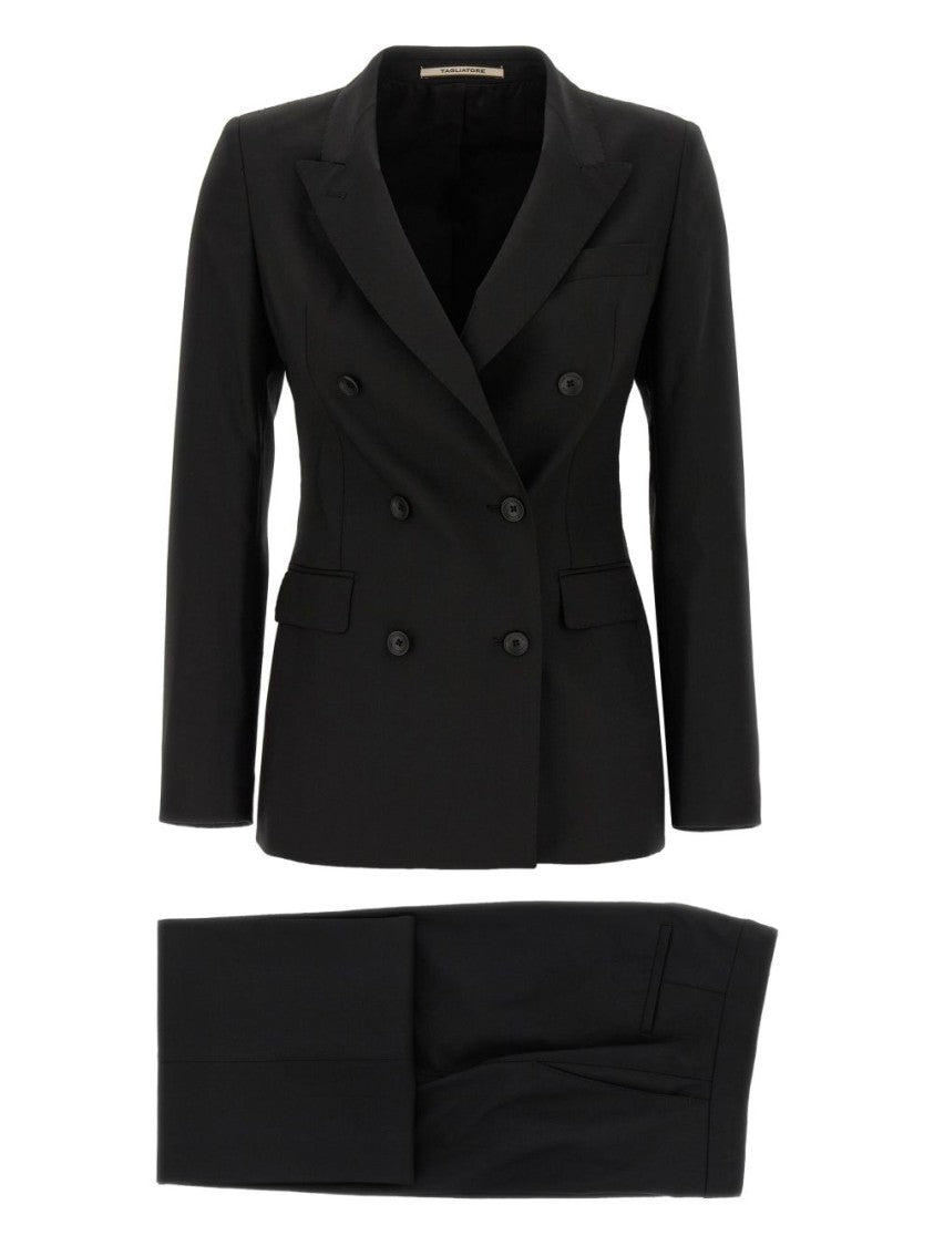 Tagliatore Tailored Black Blazer With Double-Breasted Design And Structured Lapel