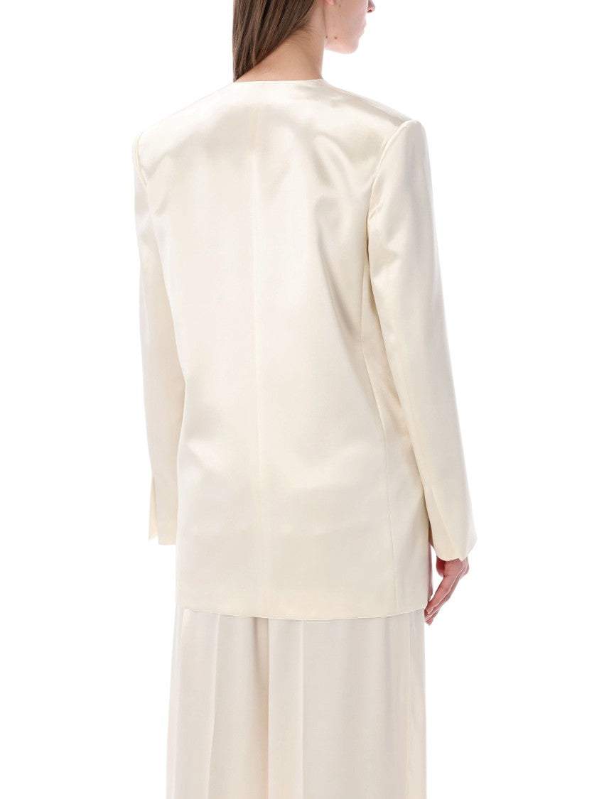 Alberta Ferretti Double Breasted Shiny Satin Blazer