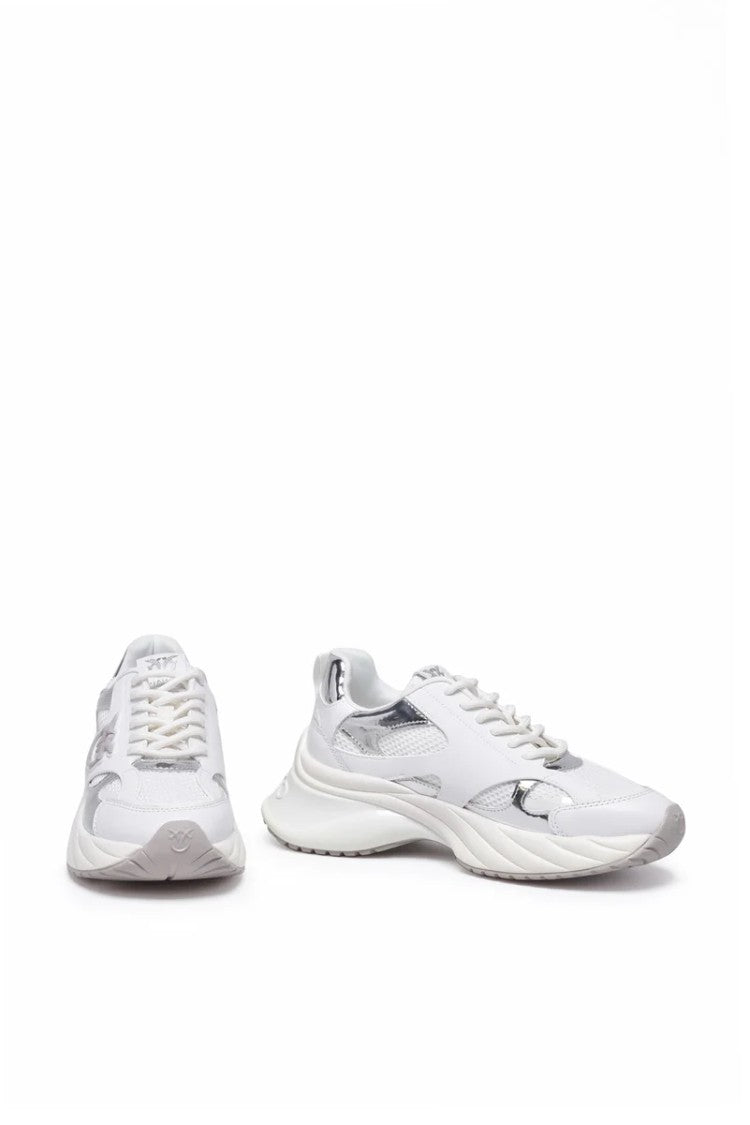 Pinko Mirror Leather Rubber Sneakers - White