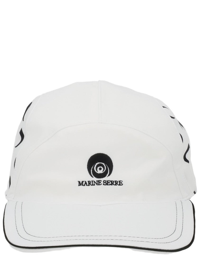 Marine Serre White Circular Logo Polyamide Crescent Moon Hat