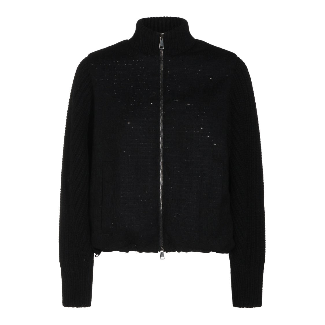 Fabiana Filippi Black Virgin Wool Bomber-Line Casual Jacket
