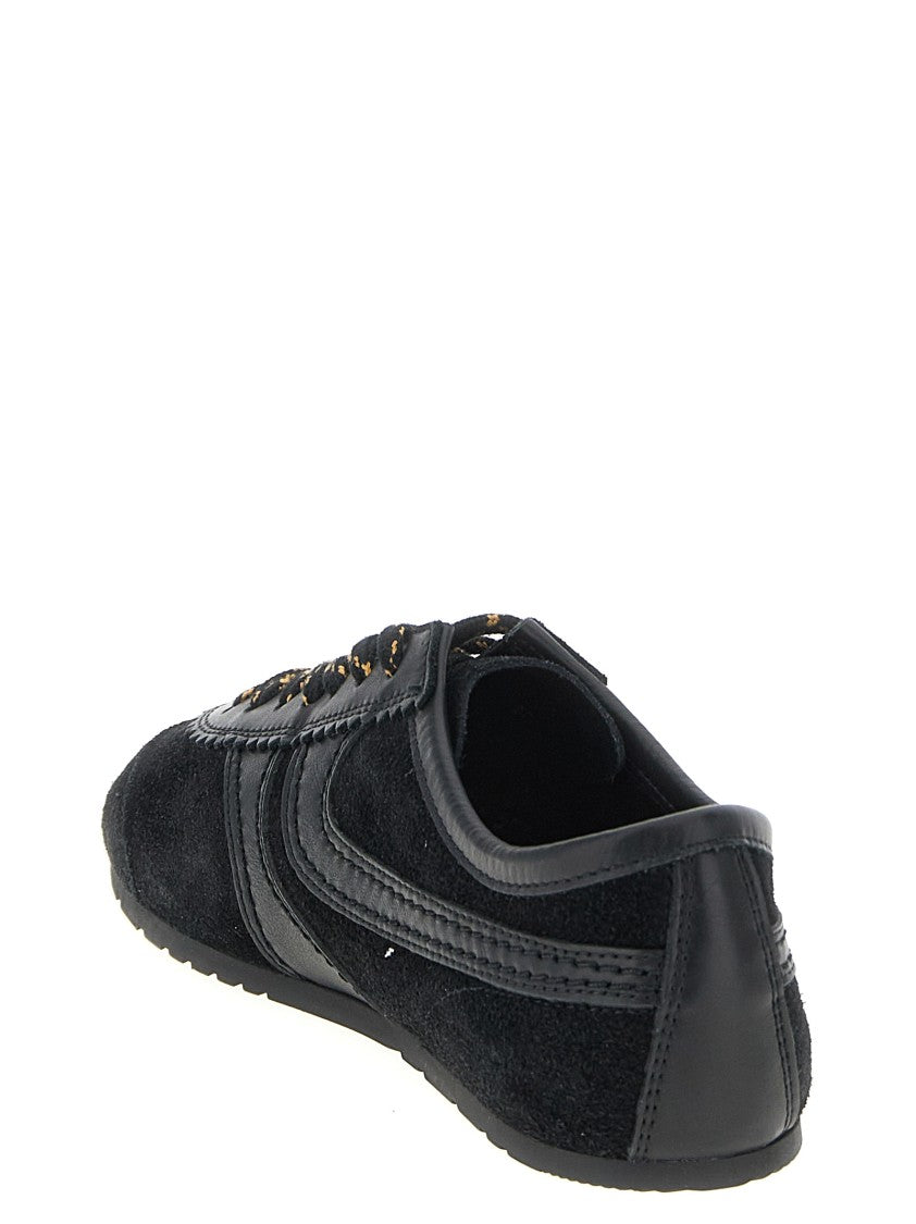 Dries Van Noten Low-Profile Black Suede Sneakers With Leather Accents