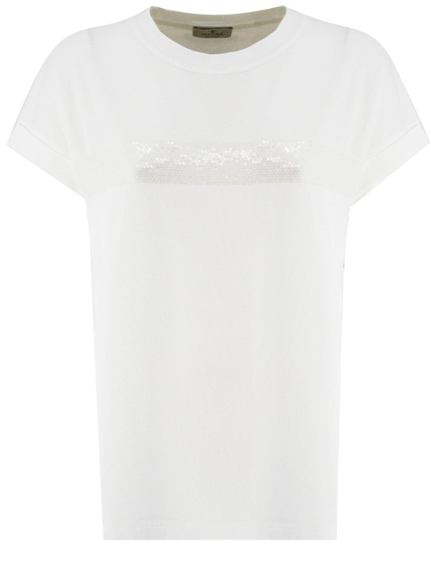 Panicale Cotton Jersey T-Shirt With Sequin Embellishment