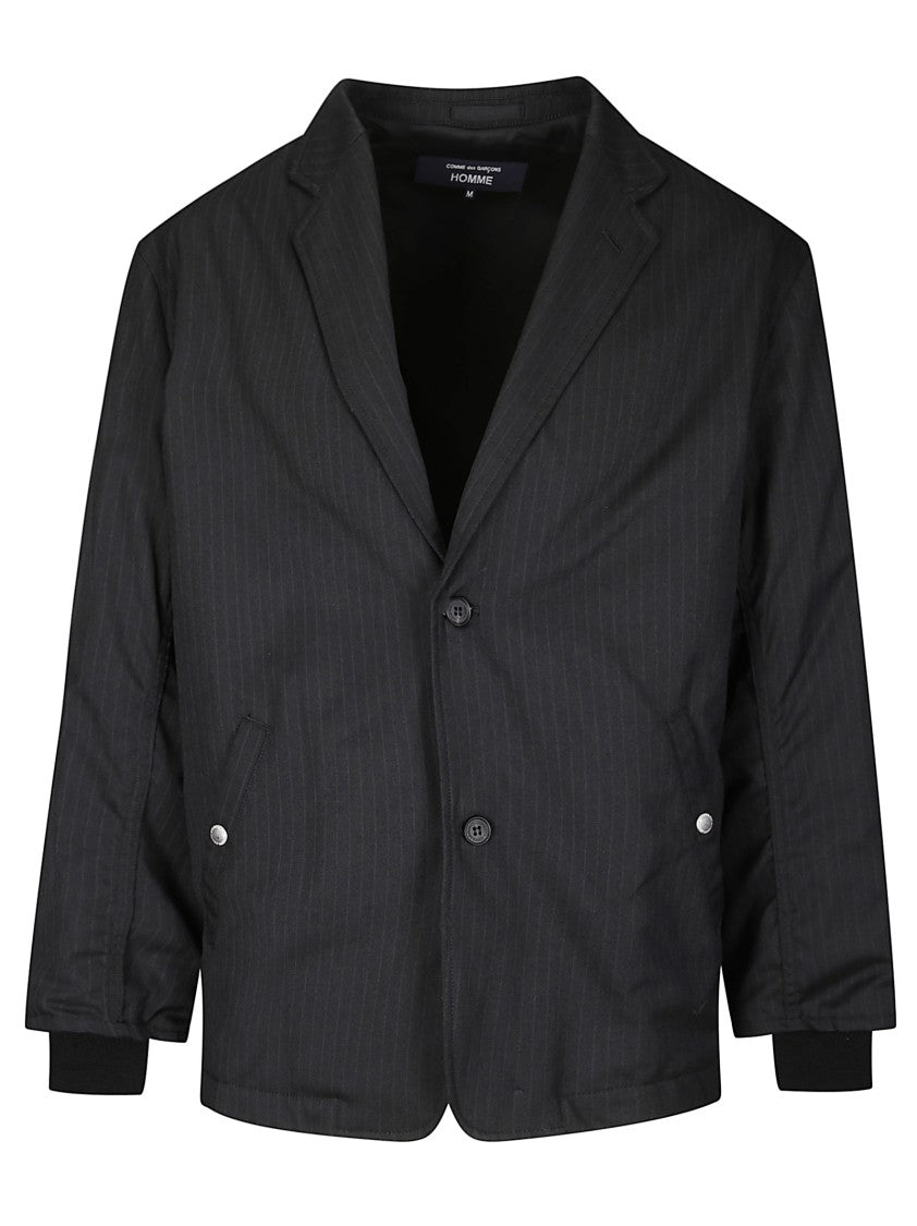 Comme Des Garçons Pinstripe Padded Jacket With Classic Lapels