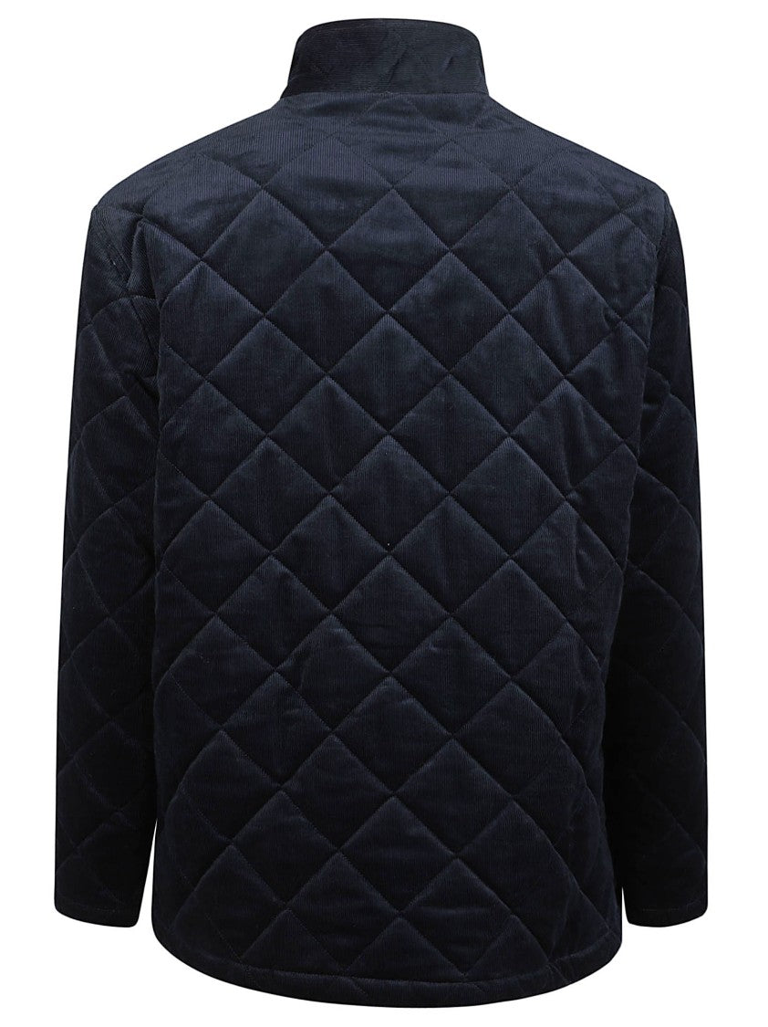 Fay Diamond-Patterned High-Collar Quilted Cotton Coat
