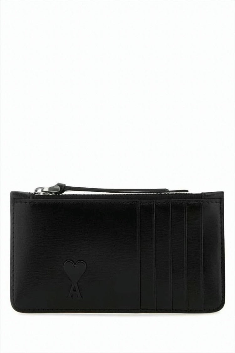 Ami Paris Smooth Calf Leather Rectangular Wallet With Minimalist Design