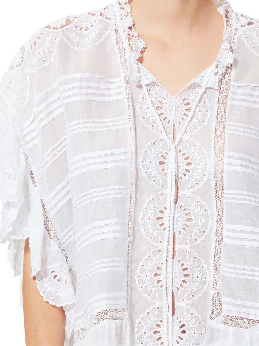 Isabel Marant Étoile White Shirt With Eyelet Lace Detailing