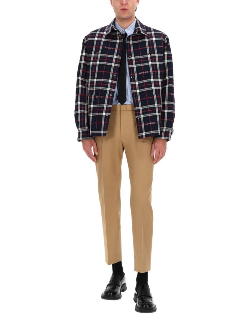 Gucci Brown Cotton Tailored Pants With Cropped Cut And Minimalist Design