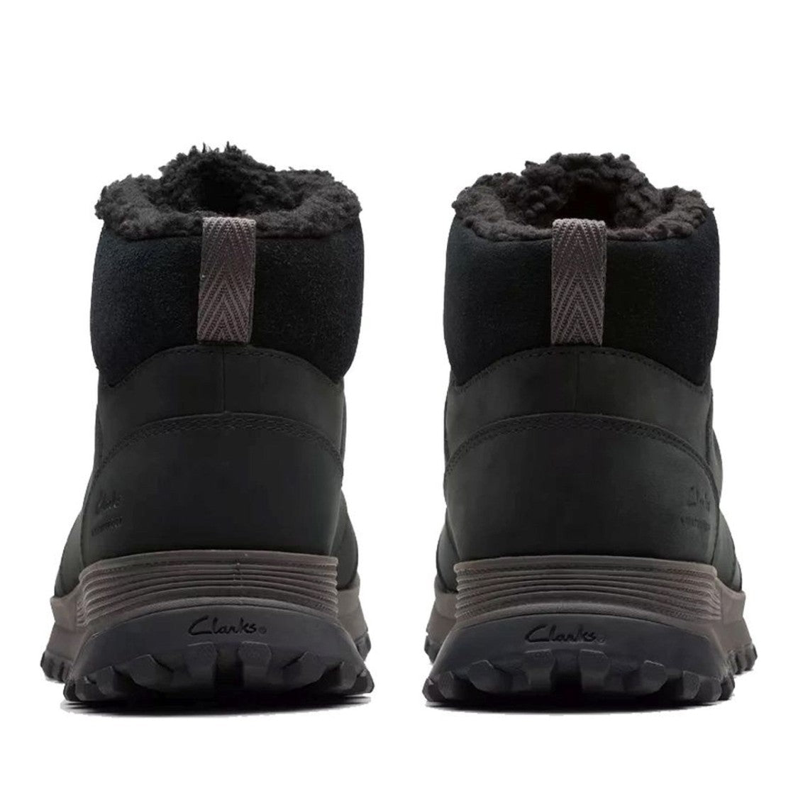 Clarks Trek Up Black Fleece-Lined Nubuck Wedge Boots