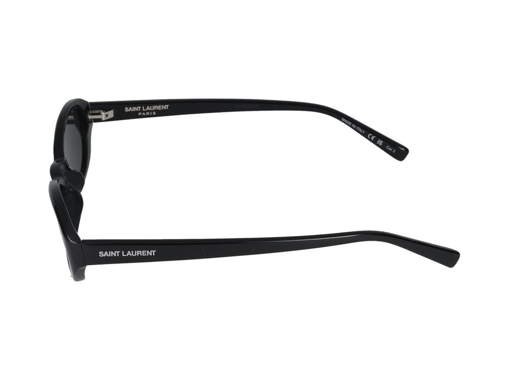 Saint Laurent Black Glossy Finish Rectangular Sunglasses