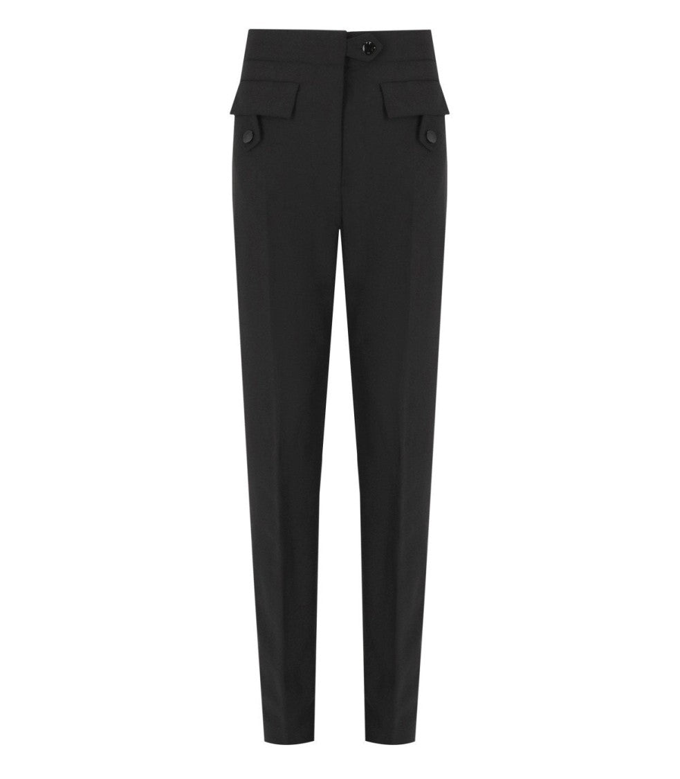 Ganni Twill Black Pants With Pockets