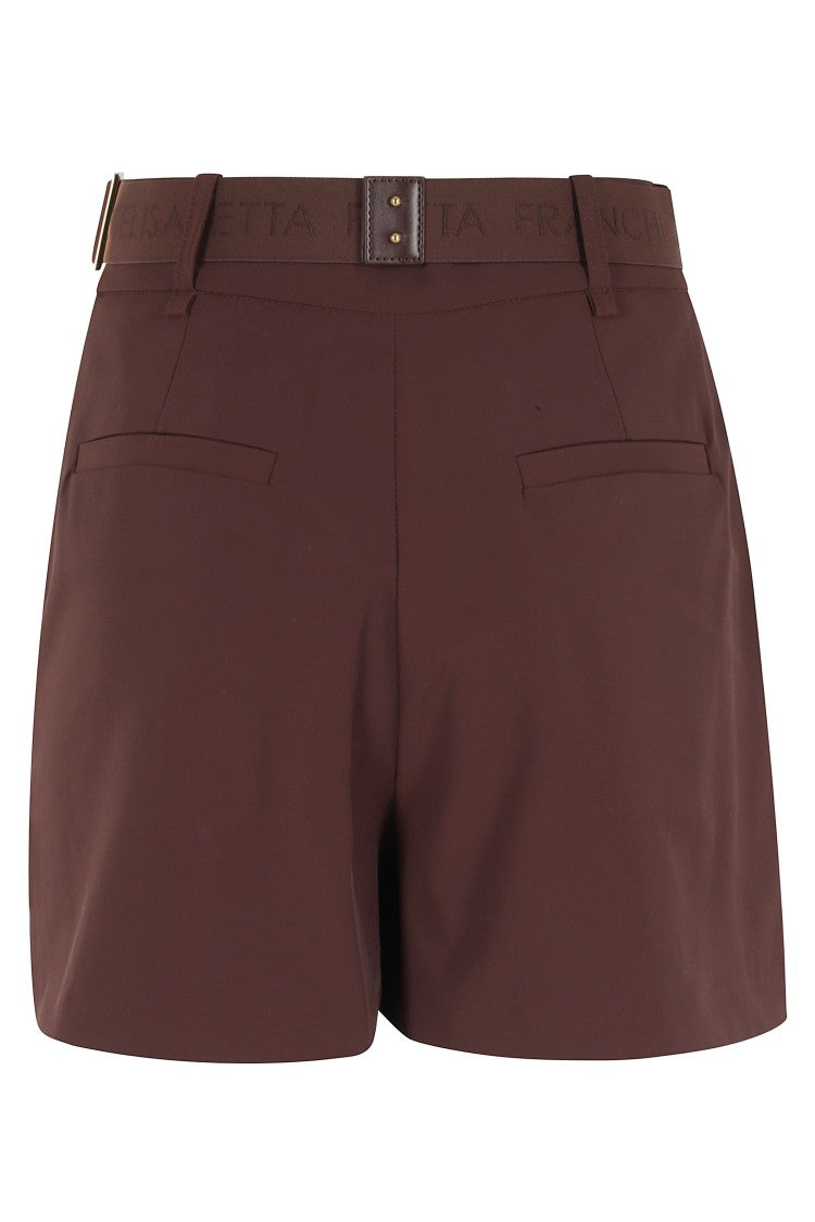 Elisabetta Franchi Brown Safari Camel Belted Polyamide Shorts