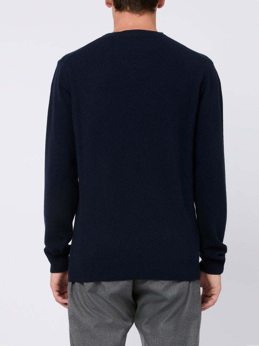 Daniele Fiesoli Navy Blue Wool/Cashmere Blend Crew Neck Sweater