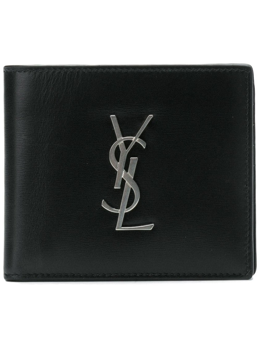 Saint Laurent East/West Monogram Wallet In Black Leather