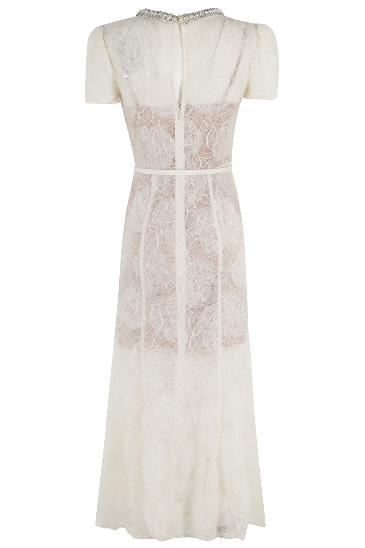 Self-Portrait Tulle Lace Midi Dress