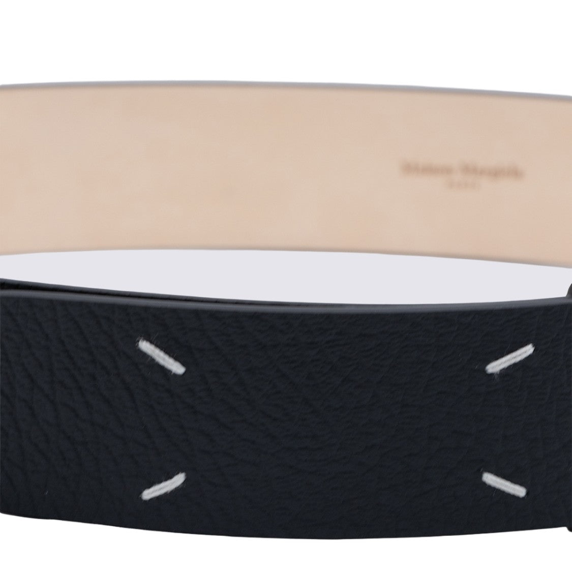 Maison Margiela Textured Leather Belt With Square Stitch Detail