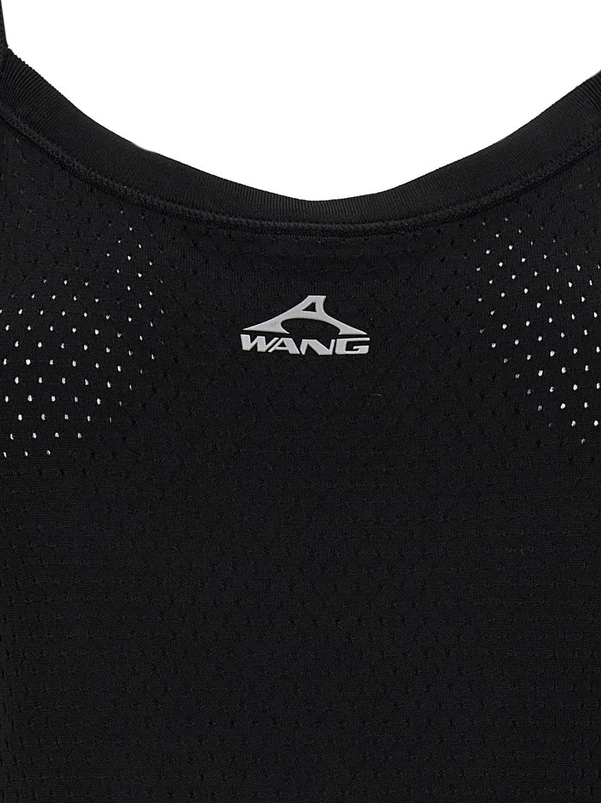 T By Alexander Wang Openwork Mesh Midi Dress With Fitted Silhouette