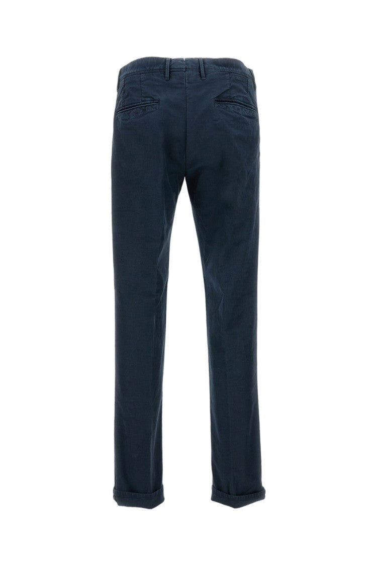 Incotex Blue Stretch Cotton Slim-Cut Straight-Leg Pants