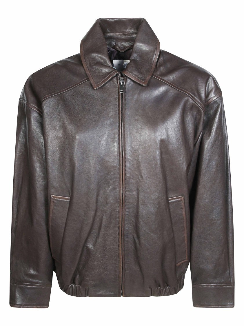Max Mara Dark Brown Wkdcose Leather Jacket