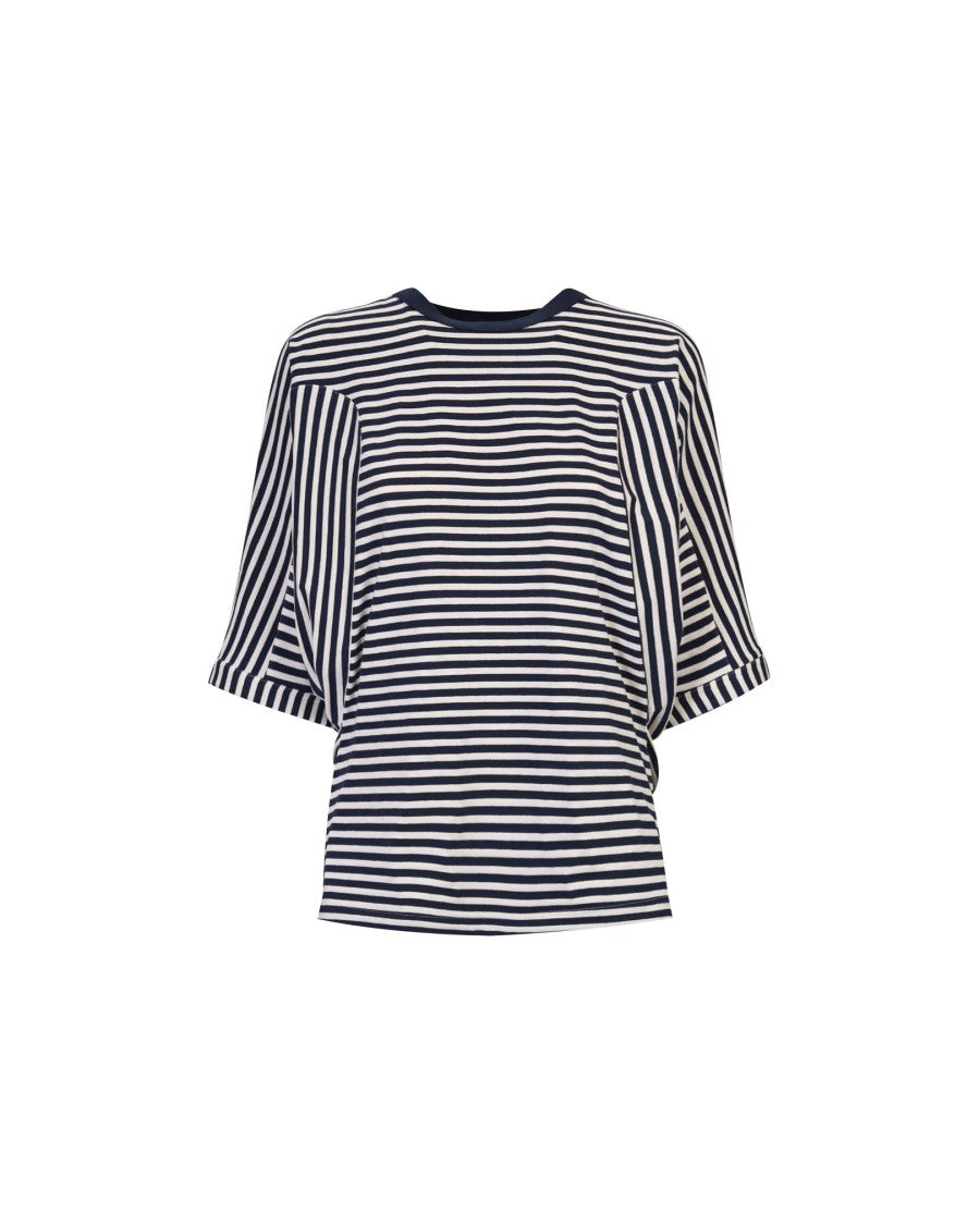 Takaturna Striped Organic Cotton T-Shirt Kimono With Cut