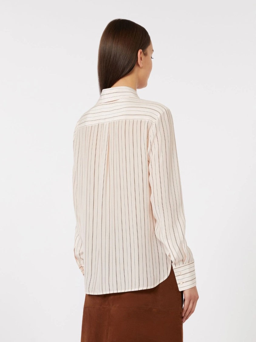 Max Mara Long-Sleeved Blouse With Classic Collar And Vertical Stripes