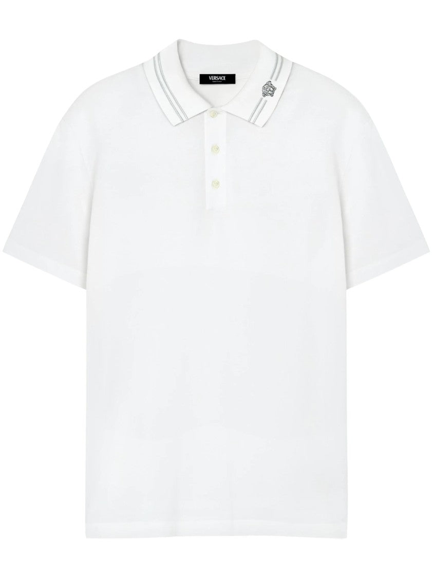 Versace Black Classic Short-Sleeve Double Stripe Polo